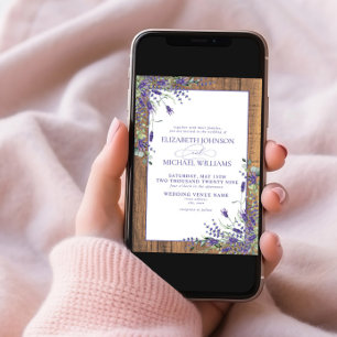 Formal Lavender Eucalyptus Wood Script Wedding Einladung