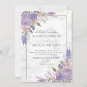 Formal Lavender Lilac Marble Gold Floral Wedding Einladung (Vorderseite)