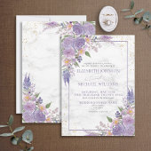 Formal Lavender Lilac Marble Gold Floral Wedding Einladung