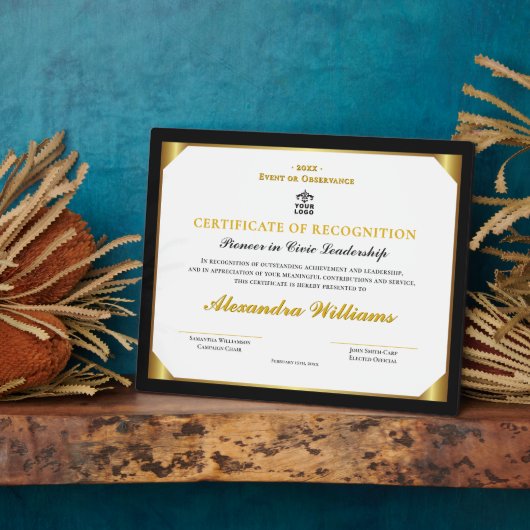 Formal Leadership Heritage Gold Award Certificate Fotoplatte (Seite)