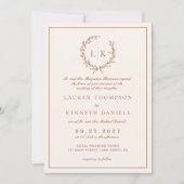 Formal Leaf Wappen Terracotta & Cream Wedding Einladung (Vorderseite)