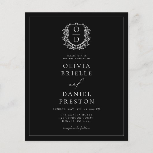 Formal Leafy Wappen Monogram Wedding QR Code (Vorderseite)