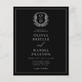 Formal Leafy Wappen Monogram Wedding QR Code Flyer (Vorne)