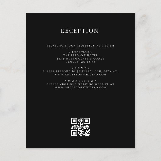 Formal Leafy Wappen Monogram Wedding QR Code Flyer (Hinten)