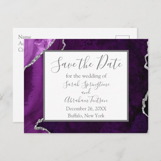 Formal Lila Save the Date Postkarten (Vorne/Hinten)