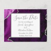 Formal Lila Save the Date Postkarten (Vorderseite)