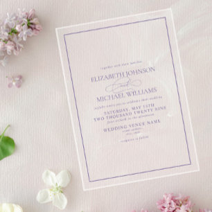 Formal Lilac Lavender Classic Script Wedding Acryleinladungen
