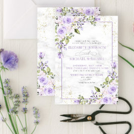 Formal Lilac Lavender Gold Marble Floral Wedding I Einladung