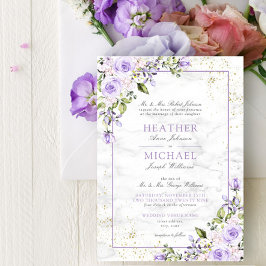 Formal Lilac Lavender Gold Marble Floral Wedding I Einladung
