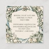 Formal Lush Blue Green Wreath Event Plane Quadratische Visitenkarte (Rückseite)