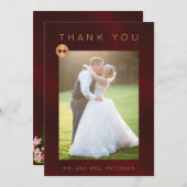 Formal luxuriöses bordeauxfarbenes Foto Dankeskarte (Vorne/Hinten)
