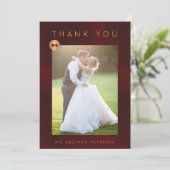 Formal luxuriöses burgundes Foto Dankeskarte (Stehend Vorderseite)