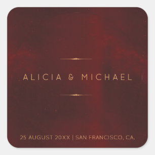Formal luxuriöses burgundisches Siegel Quadratischer Aufkleber