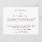 Formal Maroon Burgundy Calligraphy Wedding Details Begleitkarte (Vorderseite)
