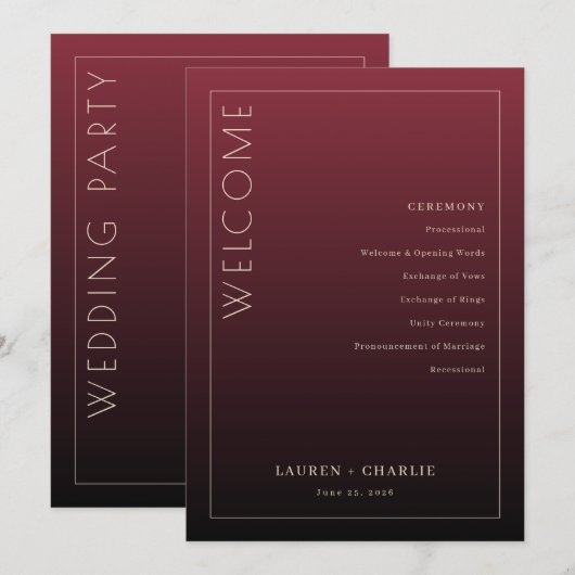 Formal Maroon Ceremony Program Programm (Vorne/Hinten)