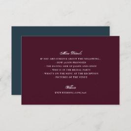Formal Maroon Navy Calligraphy Elegant Wedding Begleitkarte