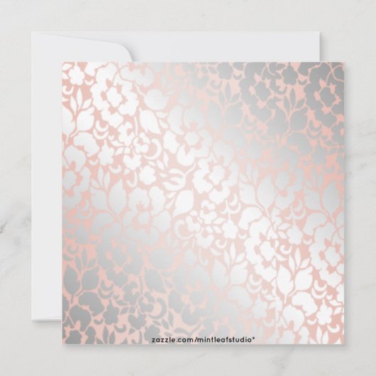 Formal Metallische Pfirsich Floral Erste Kommune Einladung (Rückseite)