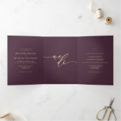 Formal Midnight Fig Modern Wedding Dreifach Gefaltete Karte (Innenseite)