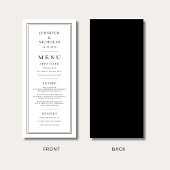 Formal Minimal Black And White Wedding Menükarte