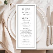 Formal Minimal Black And White Wedding Menükarte