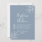 Formal Minimal Dusty Blue Front and Back Wedding Einladung (Vorderseite)