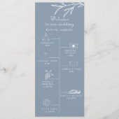 Formal Minimal Dusty Blue Timeline Hochzeit Programm (Vorderseite)