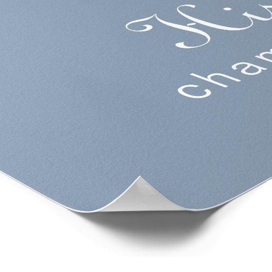 Formal Minimal Dusty Blue Wedding Bar Menu Poster (Ecke)