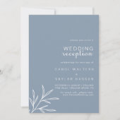 Formal Minimal Dusty Blue Wedding Empfang Einladung (Vorderseite)