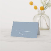 Formal Minimal Dusty Blue Wedding Platzkarte (Vorderseite)