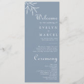 Formal Minimal Dusty Blue Wedding Program Programm (Vorderseite)