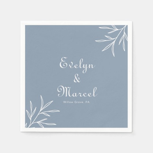 Formal Minimal Dusty Blue Wedding Serviette (Vorderseite)