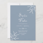 Formal Minimal Dusty Blue Wedding speichern das Da Einladung (Vorderseite)