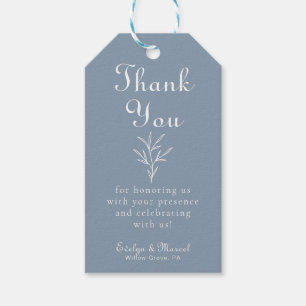 Formal Minimal Dusty Blue Wedding Vielen Dank Geschenkanhänger