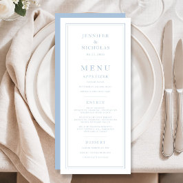 Formal Minimal Powder Blue Wedding Menükarte
