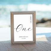 Formal Minimalist Script Black & White Wedding Tischnummer