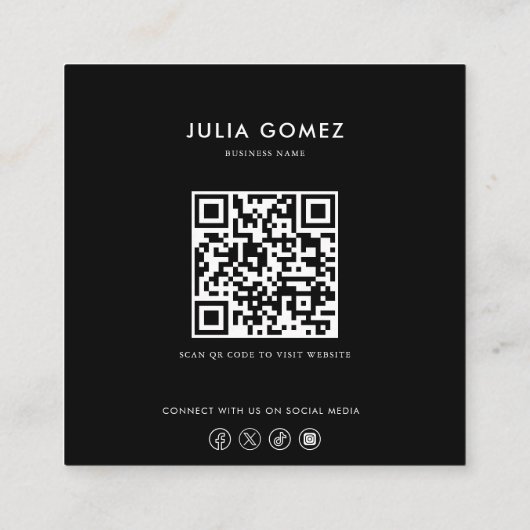 Formal Minimalistischer Schwarz-Weiß-Psychologe Quadratische Visitenkarte (Rückseite)