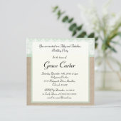 Formal Mint Burlap Lace Geburtstag Einladung (Stehend Vorderseite)