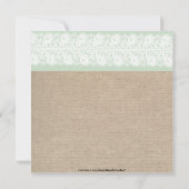 Formal Mint Burlap Lace Geburtstag Einladung (Rückseite)