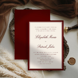 Formal Modern Classic Deep Burgundy Frame Wedding Einladung