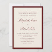 Formal Modern Classic Deep Burgundy Frame Wedding Einladung (Vorderseite)