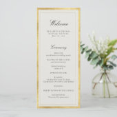 Formal Modern Classic Ecru Gold Wedding Program (Stehend Vorderseite)