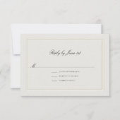 Formal Modern Classic Elevated Ecru Sm Wedding RSVP Karte (Vorderseite)