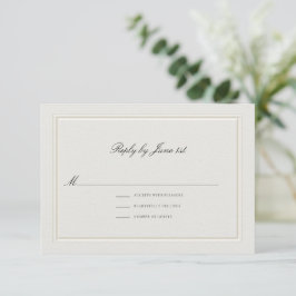 Formal Modern Classic Elevated Ecru Sm Wedding RSVP Karte