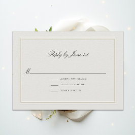 Formal Modern Classic Elevated Ecru Wedding RSVP