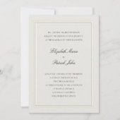 Formal Modern Classic Elevated Frame Ecru Wedding Einladung (Vorderseite)