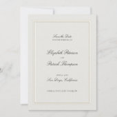 Formal Modern Classic Elevated Frame Ecru Wedding Save The Date (Vorderseite)
