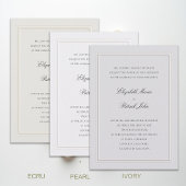 Formal Modern Classic Elevated Frame Ivory Wedding Einladung