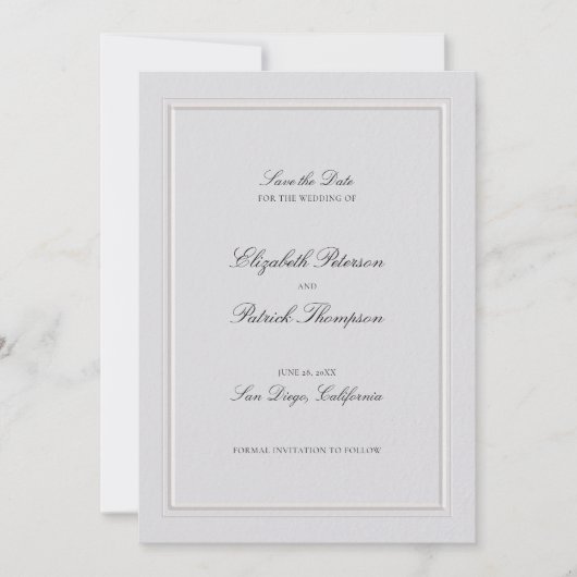 Formal Modern Classic Elevated Frame Ivory Wedding Save The Date (Vorderseite)
