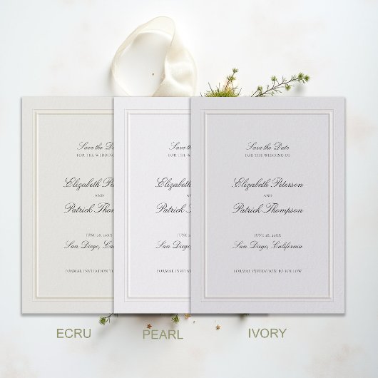 Formal Modern Classic Elevated Frame Pearl Wedding Save The Date