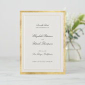 Formal Modern Classic Elevated Gold Ecru Wedding Save The Date (Stehend Vorderseite)